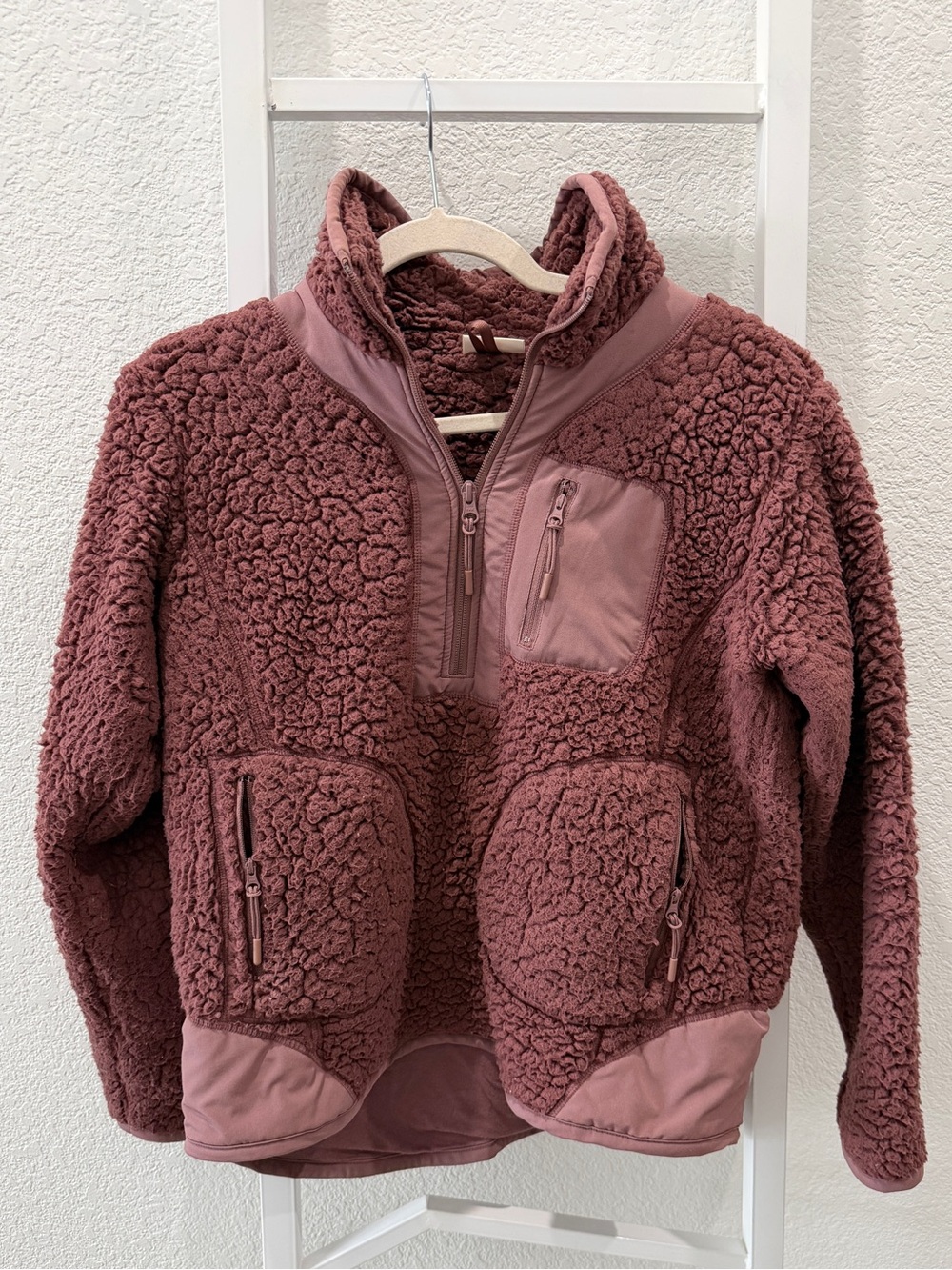 Zella Mauve Sherpa Half Zip Fleece Pullover Women’s Medium